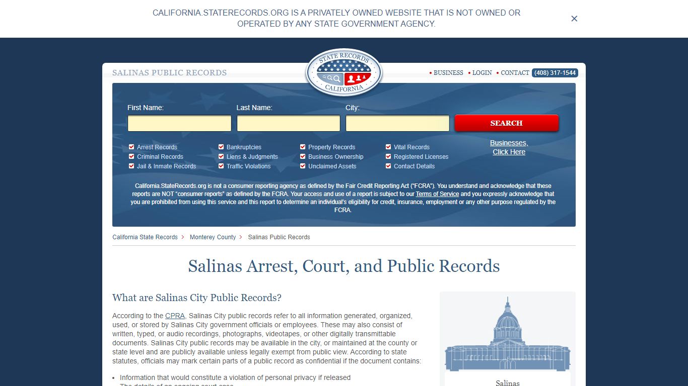 Salinas Arrest and Public Records | California.StateRecords.org